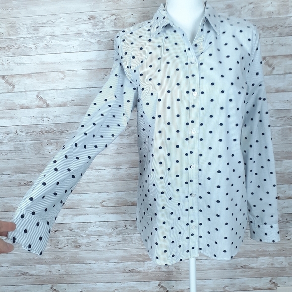 Charter Club Button Up Shirt Sz 4 Pinstripe 768 - Picture 2 of 5